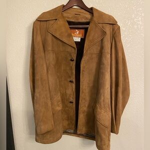 Startown Brown Suede Jacket size 42 M/L removable faux fur inner lining